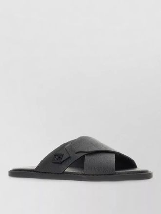Fendi leather sandals open toe flat sole