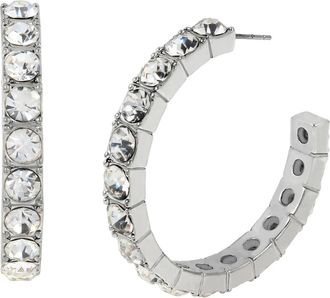 AllSaints Crystal Hoop Earrings in Rhodium at Nordstrom Rack