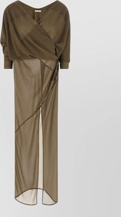 Entire studios asymmetric v-neck long-sleeve midi dress