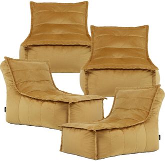 Icon Brand Dolce Large Beanbag Lounger, Velvet (4-Pack) in Yellow