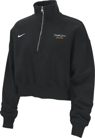 Nike Womens College Phoenix Fleece (Norfolk State University) Cropped 1/4-Zip Pullover in Black | ZW34590NSUN25-BLK