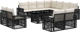 vidaXL Conjunto De Sof&aacute;s De Jard&iacute;n 12 Uds. Negro Y Blanco Crema Vidaxl