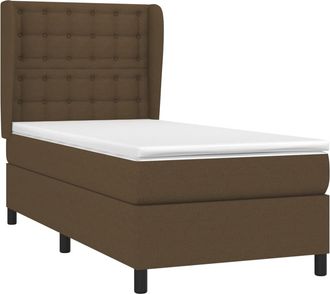 vidaXL Vidaxl - Cama Box Spring Con Colch&oacute;n Tela Marr&oacute;n Oscuro 90x190 Cm