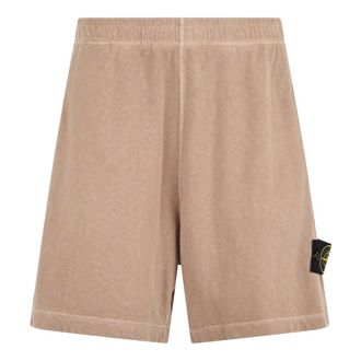Stone Island Casual Shorts, male, Beige, Size: M Malfil&eacute; Fleece Old Effect
