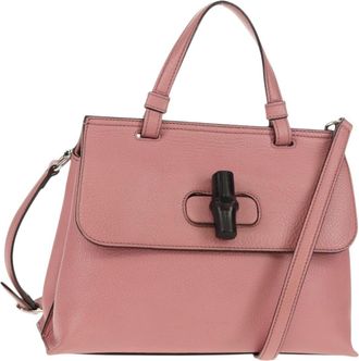 Gucci Bamboo Daily Top Handle Bag Leather Pink Leather Handbag (Pre-Owned)