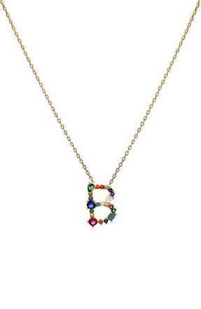 Panacea Multicolor Crystal Initial Pendant Necklace in Multi - B at Nordstrom