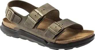 Birkenstock Mens Milano Rugged Oiled Leather Sandal In Faded Khaki