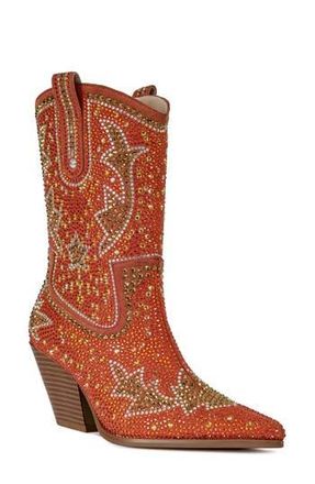 Azalea Wang Scott Western Bootie in Orange Multi at Nordstrom Rack, Size 6.5