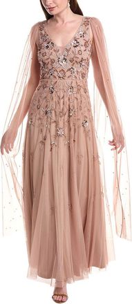 Adrianna Papell Beaded Cape Gown