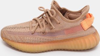 adidas Boost 350 V2 Clay Size 36.5 Brown Knit Fabric Low Top Sneakers