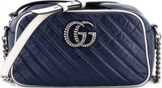 Gucci GG Marmont Shoulder Bag Diagonal Quilted Leather Small crossbody bag - Blu