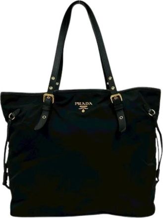 Prada Pre-owned Tote Bags, female, Black, Size: ONE SIZE Pre-owned Nylon Tote Bag