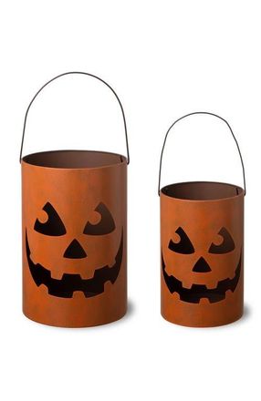 Glitzhome Set of 2 Halloween Jack O Lantern Bucket in Orange at Nordstrom, Size Medium