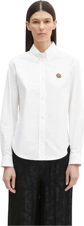 Kenzo Overhemden, Dames, Wit, M, Katoen, Pop Geborduurde Blouse