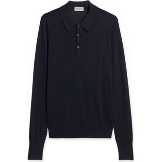 Fortela Finchley Cotton Knit Polo in Navy Blue at Nordstrom, Size X-Large