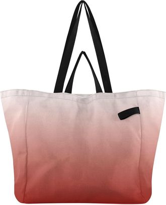 Generic Red Gradient pattern Reusable Canvas Tote Bag, Heavy Duty Grocery Shopping Bag with Large Capacity Hard Bottom Double Handles Work Groceries Travel