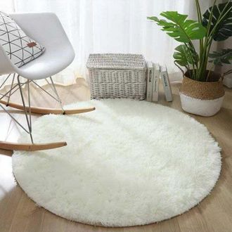 OEM Tapis Rond - 40 Cm - Polyester Hipoaalerg&eacute;nico - Base Antideslizante - Lavable A M&aacute;quina - Para Sal&oacute;n Dormitorio
