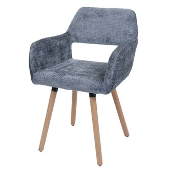 Hhg Nunca Usado] Silla De Comedor Hhg 867 Ii, Silla Silla De Cocina Silla Tapizada, Madera Tela/textil Chenilla (465g/m&sup2;) Mvg, Gris Oscuro