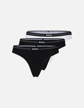 HUGO BOSS Womens 3-Pack Power Logo Briefs, Black/white - Size: 10