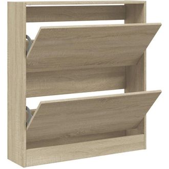 vidaXL Shoe Cabinet Sonoma Oak 80x21x87.5 cm Engineered Wood Vidaxl