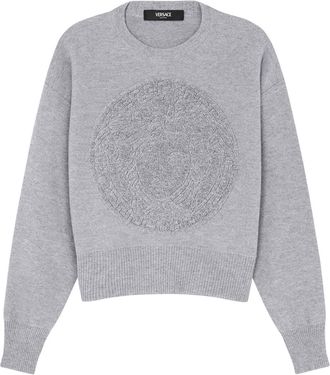Versace Medusa towel sweater - women - Wool/Cashmere - 46 - Grey
