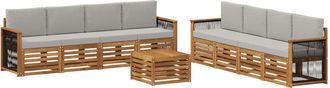 vidaXL Conjunto De Sof&aacute;s De Exterior 9 Uds. Natural Y Gris Claro Vidaxl