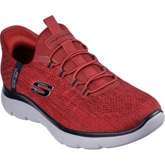Skechers Summits Key Pace Textile Mens Red/Black Trainers - Size UK 6