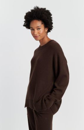 Chinti and Parker Pure Cashmere Crew Neck Sweater in Chocolate at Nordstrom, Size X-Large