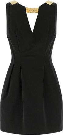 Elisabetta Franchi Mini-jurk met V-hals en plakkaat - Zwart