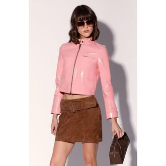 Walter Baker Vivian Leather Skirt in Chestnut Suede at Nordstrom, Size 2