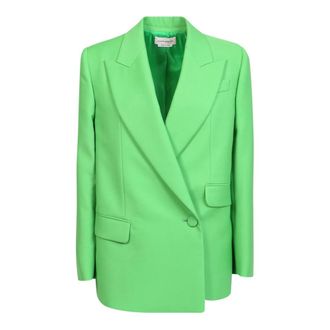Alexander McQueen Alexander McQueen, Blazers, female, Green, Size: 2XS Asymmetric Blazer