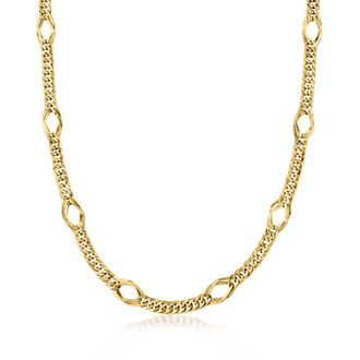 Ross-Simons 14kt Yellow Gold Geometric Oval-Link Necklace