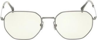 Rag & Bone 53mm Geometric Sunglasses in Gunmetal /Green Horn /Olive at Nordstrom
