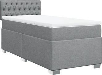 vidaXL Box Spring Bed with Mattress Light Grey 100x200 cm Fabric Vidaxl