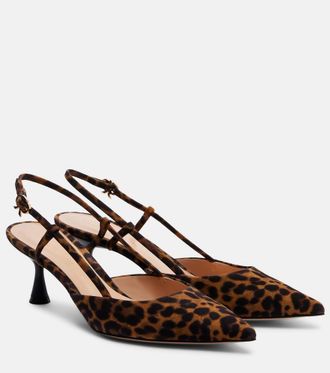 Gianvito Rossi Ascent leopard-print suede slingback pumps
