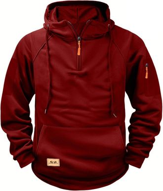 Generic Tactical Hoodies for Men Fleece Lined Military Jacket Half Zip Sweatshirts Casual Cargo Work Hoodie with Multiple Pockets Hooded Pullover Long Sleeve 