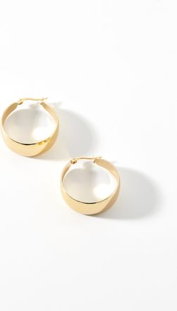 Simons Womens Large flat golden Hoop Earrings