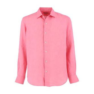 MC2 Saint Barth Casual Shirts, male, Pink, Size: 2XL Linen Vintage 23 Shirt