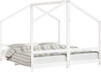 vidaXL Kids Bed Frame White 2x(90x190) cm Solid Wood Pine Vidaxl