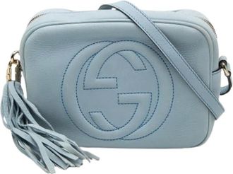 Gucci Pre-owned Cross Body Bags, female, Blue, Size: ONE SIZE Pre-owned Leather Cross Body Bag