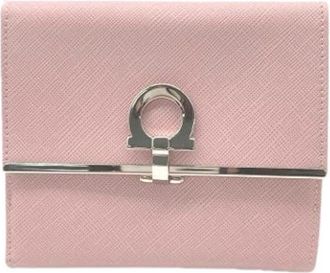 Ferragamo Pre-owned Gancini 22-4639 Portemonnee (bi-fold) - Dames - Vintage Accessoires - Roze - ONE Size - Leer - Vintage