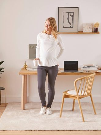Vertbaudet Umstands-Jeans, Slim-Fit, Schrittl&auml;nge 69 cm, Bundweite verstellbar anthrazit