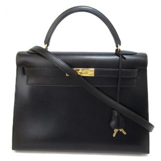 Herm&egrave;s Herm&egrave;s Black Calf Leather Kelly 32cms