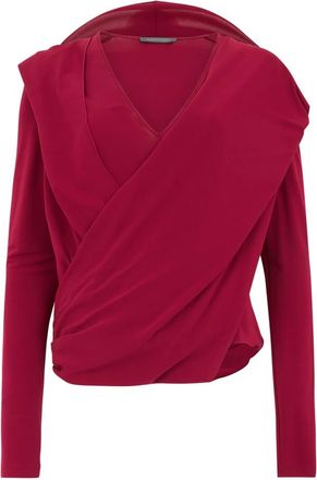 Alberta Ferretti Gelaagde V-hals Top - Dames - Longsleeves - Rood - S - Tops