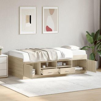 Berkfield Home Daybed with Drawers without Mattress Sonoma Oak 75x190 cm Small Single in Brown