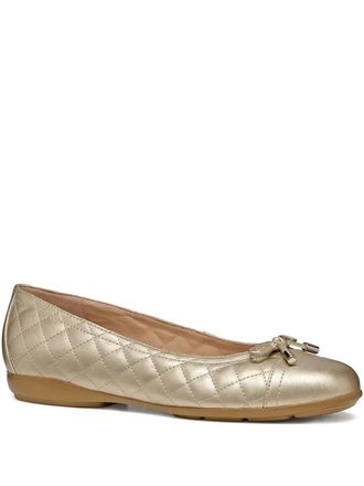 Geox quilted bow ballet flats - women - Polyurethane/Rubber/Polyurethane - 36 - Gold