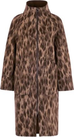 Marc Cain Omkeerbare wollen jas - Dames - Mantel - Bruin - L - Wol - Jassen