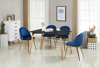 Life Interiors Lucia Halo Dining Set with a Table & Chairs Set of 4 in Blue