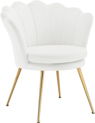 Woltu Sill&oacute;n Acolchado Para Dormitorio, Terciopelo, Blanco - Woltu