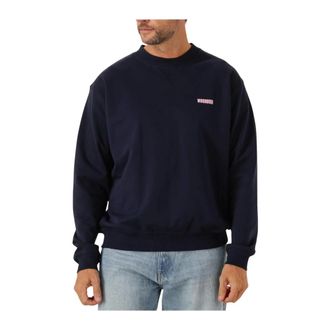 Woodbird Hoodies & sweatvesten, Heren, Blauw, M, Katoen, Blauwe Crew Neck Sweater voor Heren